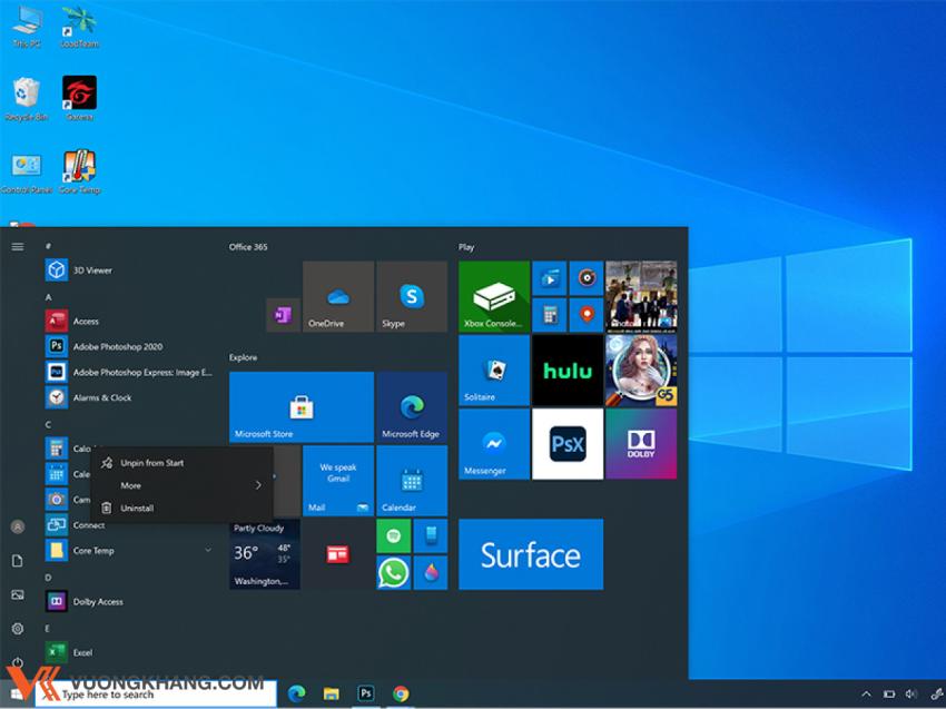 Cách gỡ cài đặt ứng dụng trên máy tính Surface chạy Windows 10