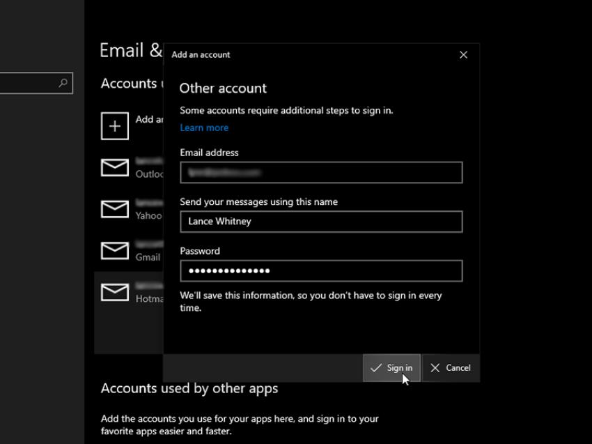 Cách thêm nhiều tài khoản email và Microsoft vào Windows 10