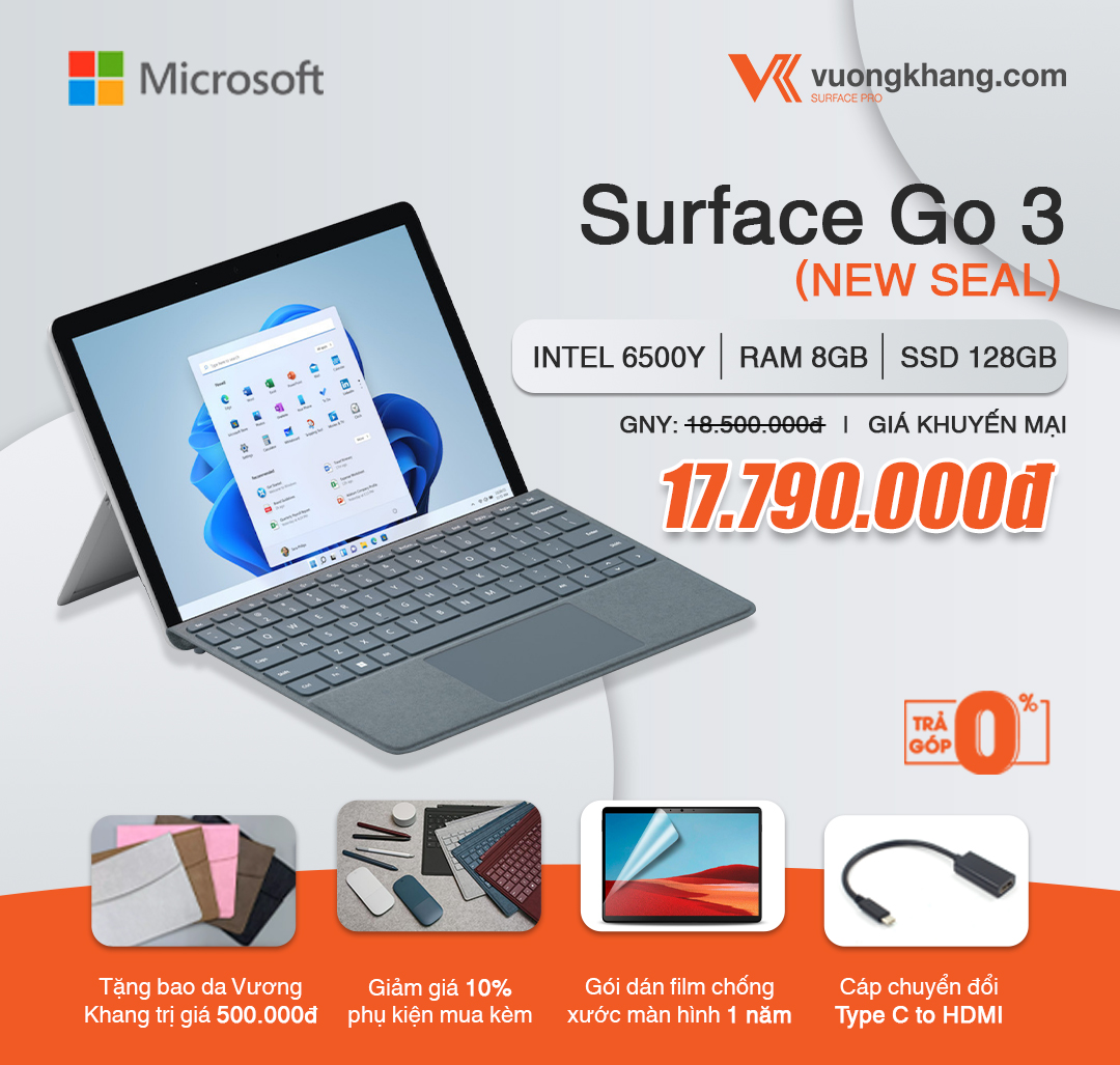 Surface Go 3 | Intel 6500Y / RAM 8GB/ SSD 128GB (Wifi)