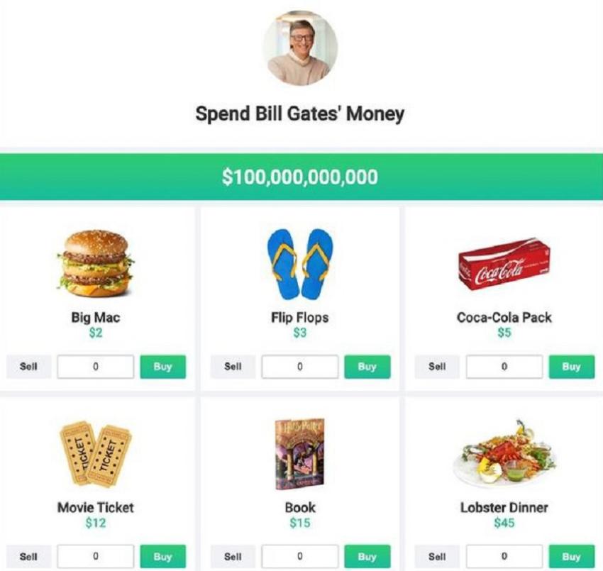 Tựa game cung cấp cho người chơi một số tiền tương đương khối tài sản của Bill Gates để mua sắm